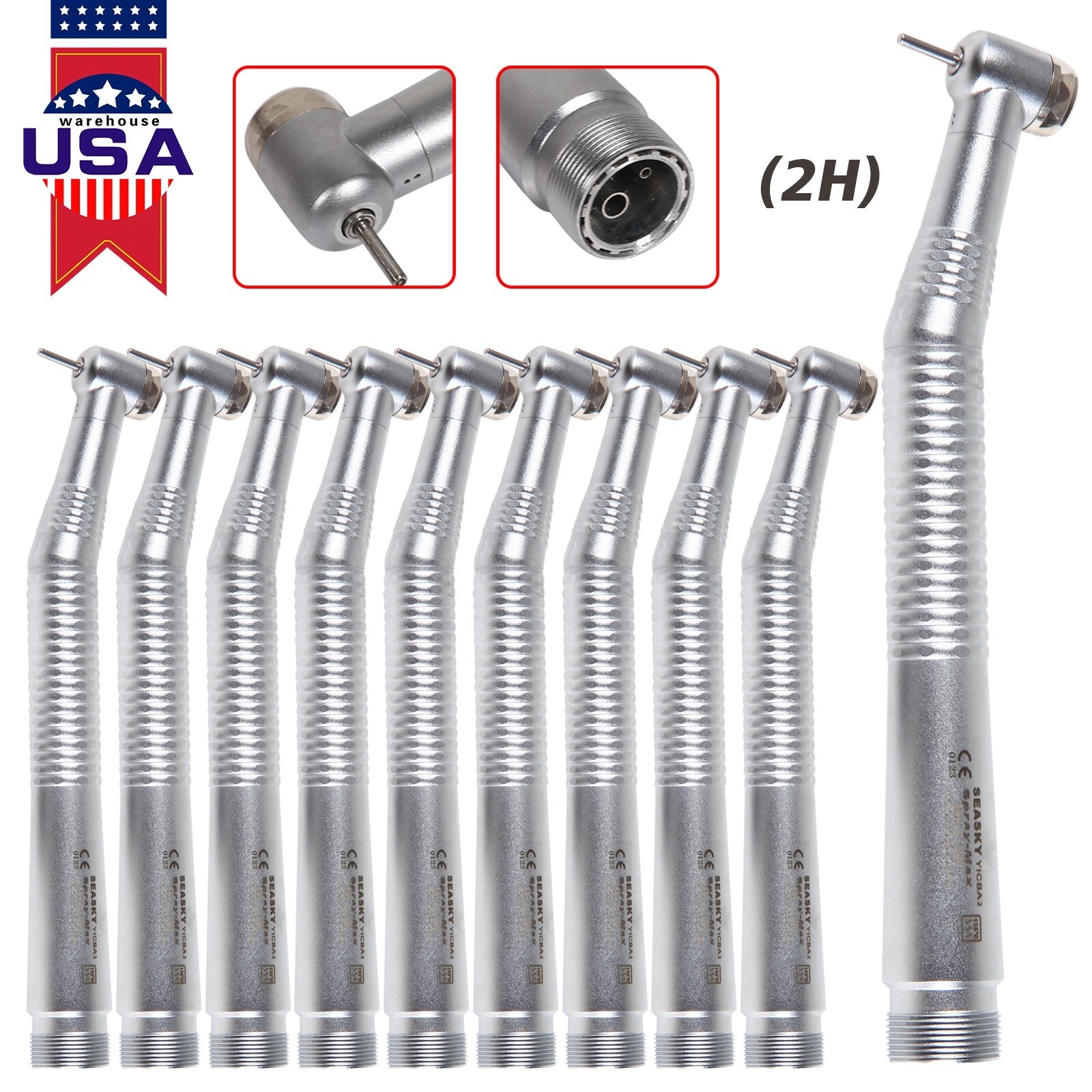 10* Dental NSK Style High Speed Air Turbine Handpiece Spray 2 Hole SEASKY-Y1BA2