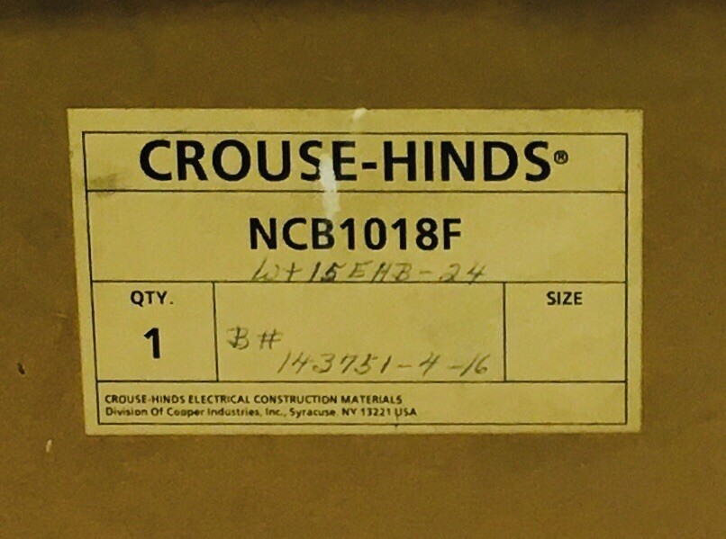 CROUSE HINDS NCB1018F-WT15EHB24 15 AMP NCB SERIES CIRCUIT BREAKER ENCLOSURE NEW!