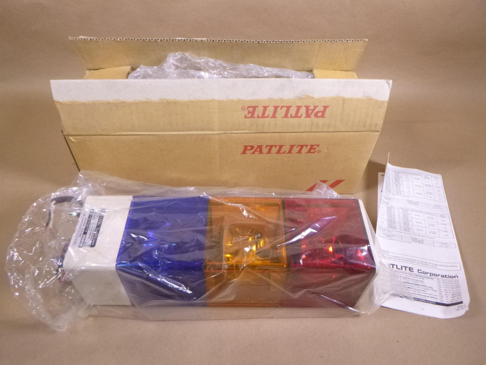 Patlite KJB-312 Signal Cube Tower 110-120V 15.4W , KJB-312-RYB+EVA01