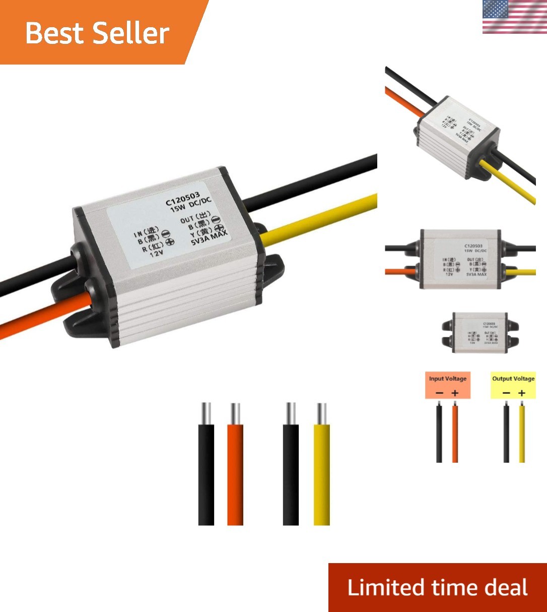 12V to 5V Waterproof DC Step-Down Converter for Automotive and Consumer Elect…
