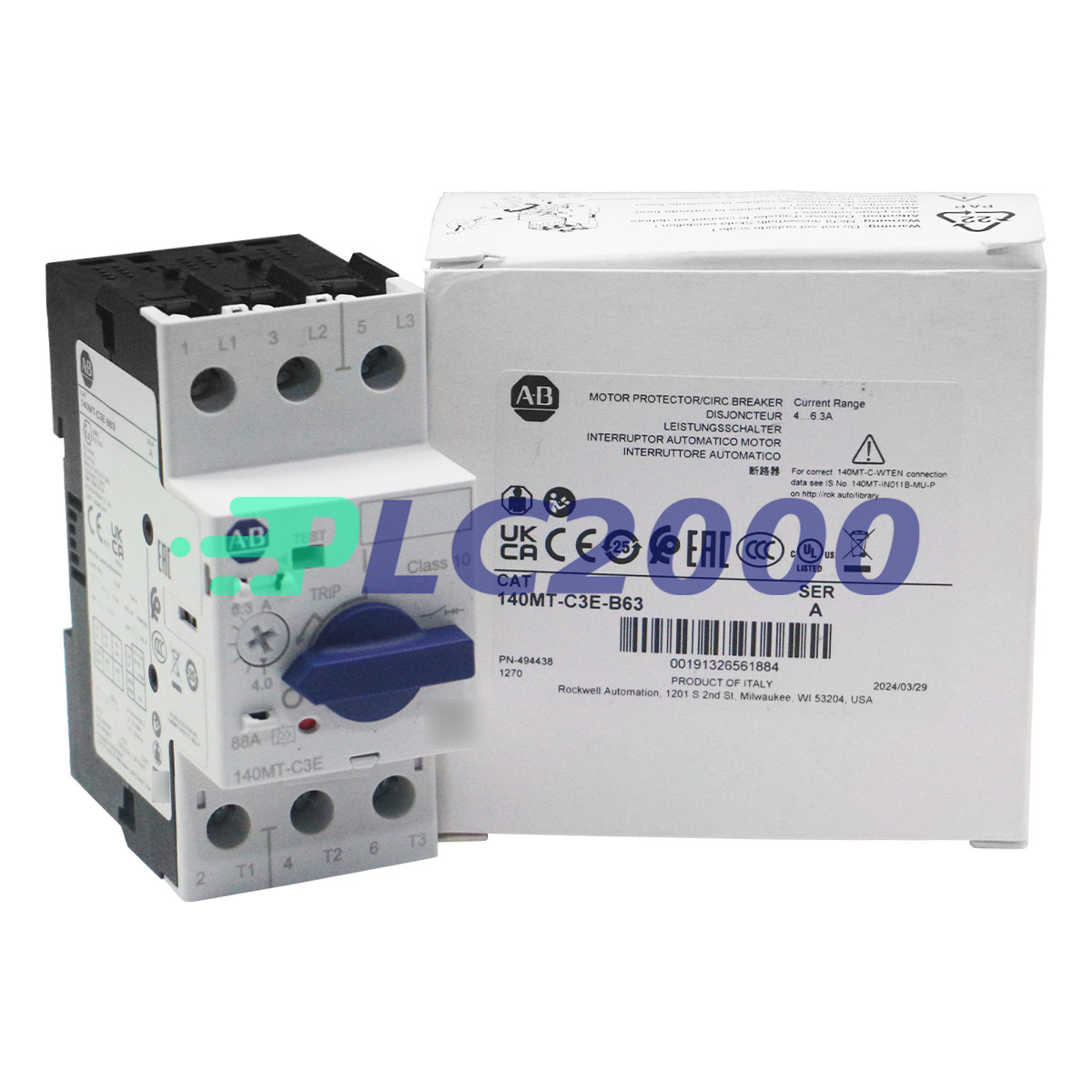 Allen Bradley 140MT-C3E-B63 C Frame, 4 – 6.3A,Motor Protection Circuit Breaker