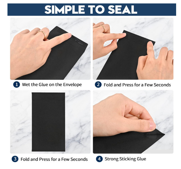 100 Pack Kraft Cash Envelopes for Budgeting, 6.7 x 3.5 Inch Large Pack Black