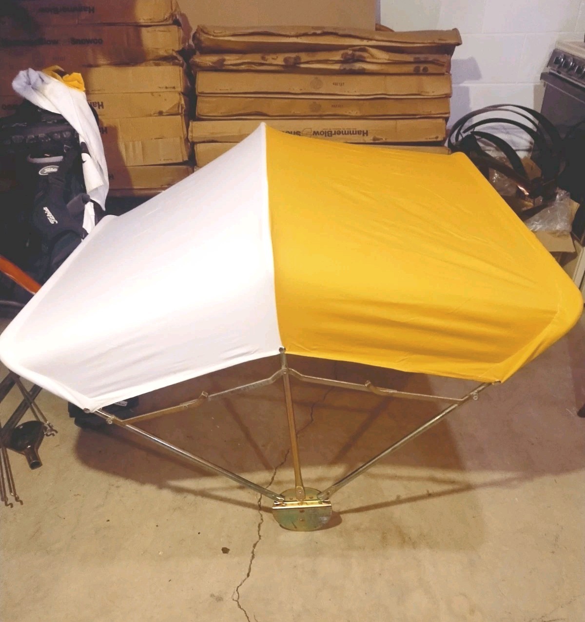 BUGGY TOP Umbrella TRACTOR 3 Bow Frame Yellow White Canopy Minneapolis Moline 40