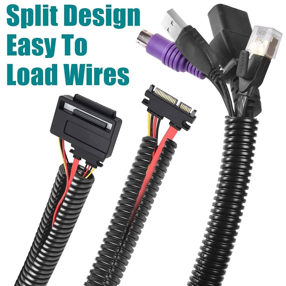 ALL SIZES 1 FT – 100 FOOT Split Wire Loom Polyethylene Tubing Marine Conduit LOT