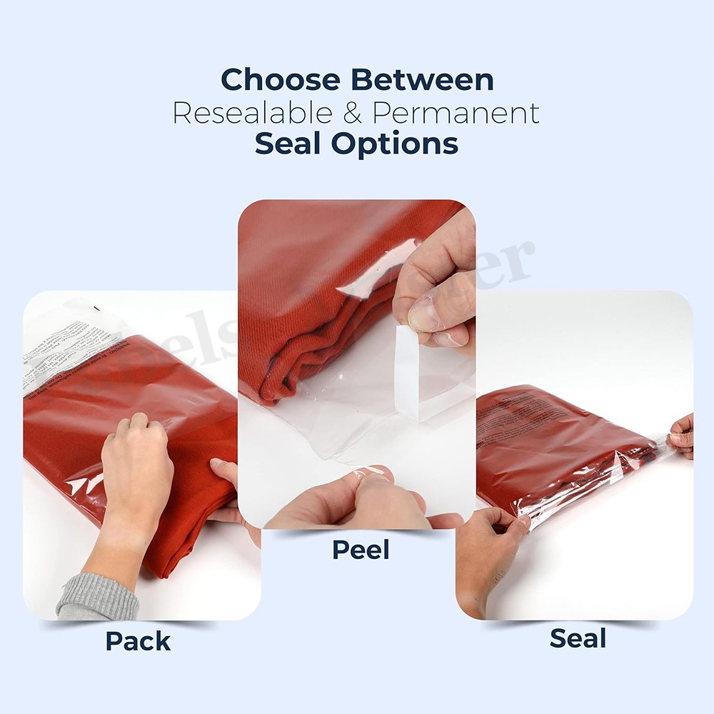 Clear Poly Bags Resealable Suffocation Warning OPP Cello Merchandise Packaging