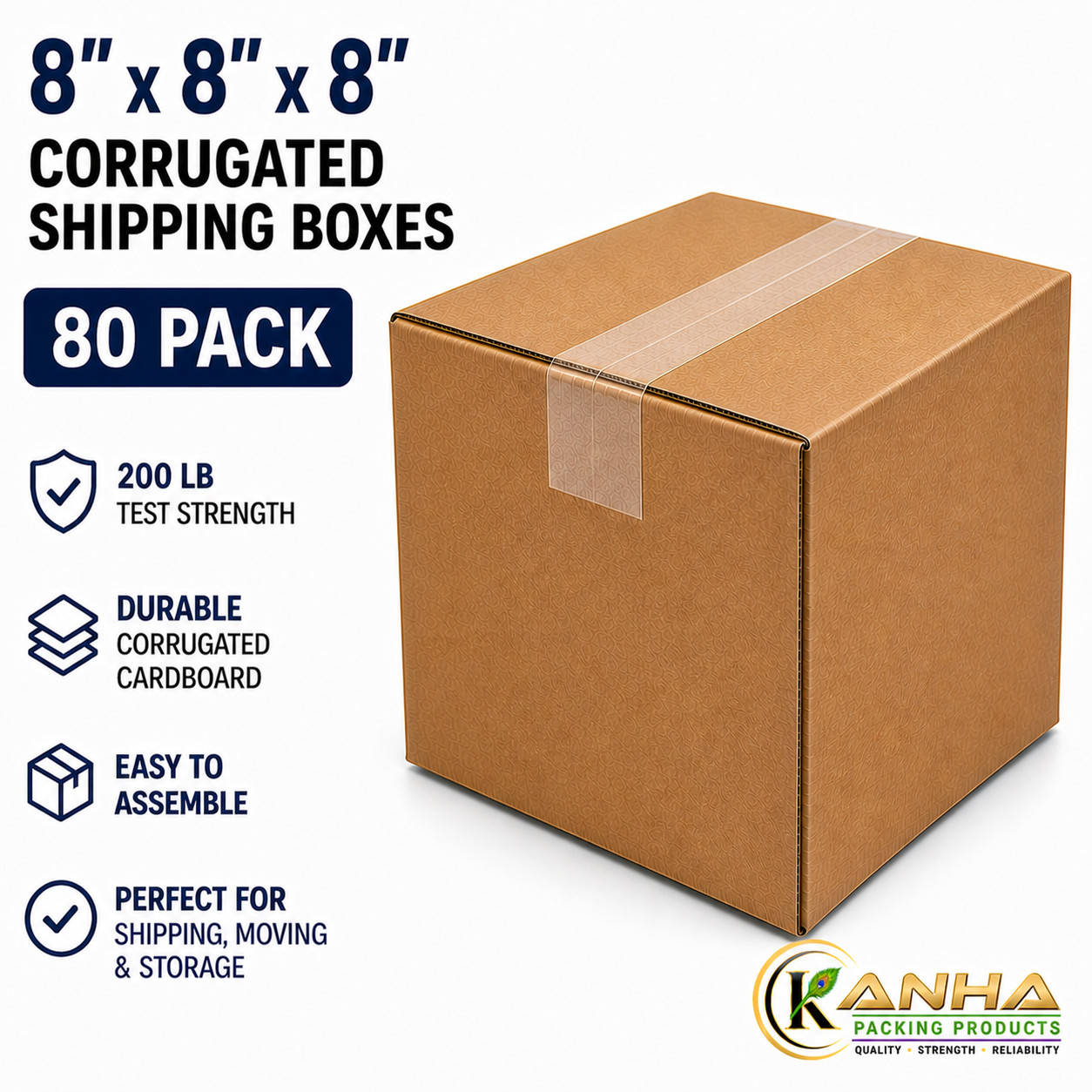8x8x8 -80 Boxes Corrugated Shipping Heavy Duty Moving Storage Packing Cardboard