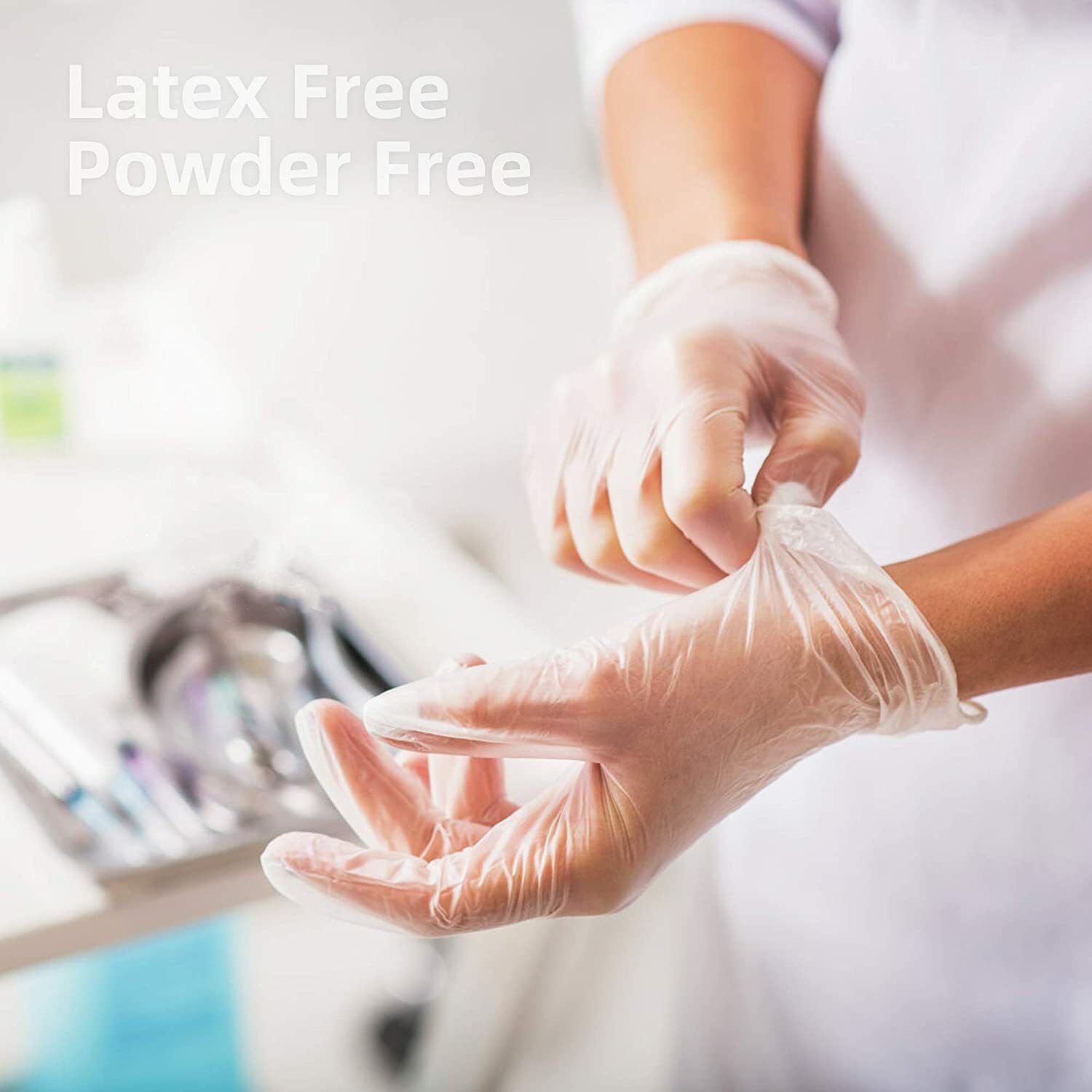 SunnyCare #7802 Vinyl Disposable Gloves Powder Free(Latex Nitrile Free) Medium