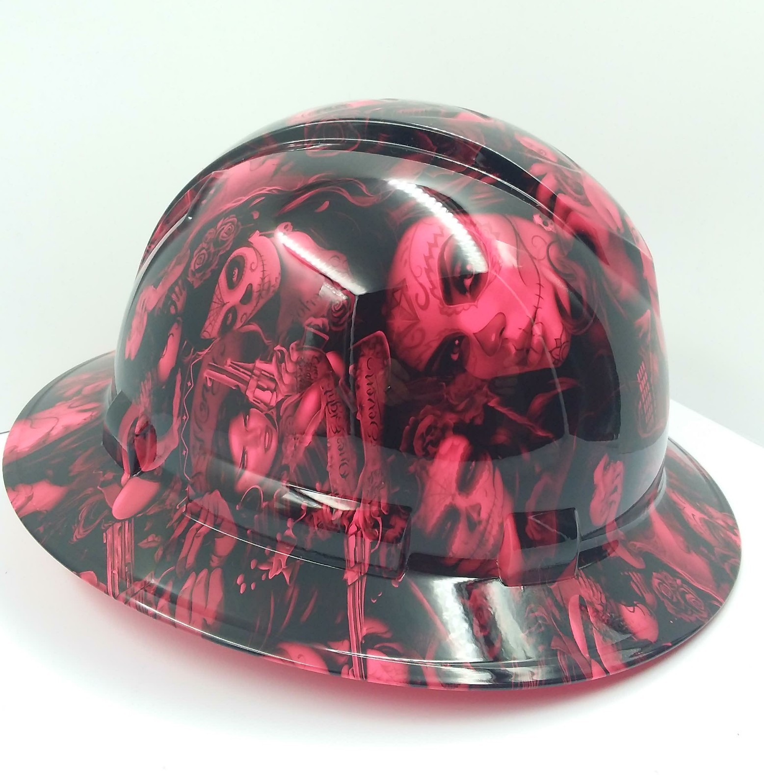 FULL BRIM Hard Hat custom hydro dipped , NEW HOT PINK TATTOO BABES BANDITO NEW