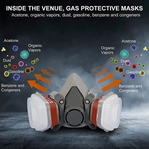 7 IN 1 Gas Mask Half Face Respirator Paint Spray Chemical Facepiece Safety 6200