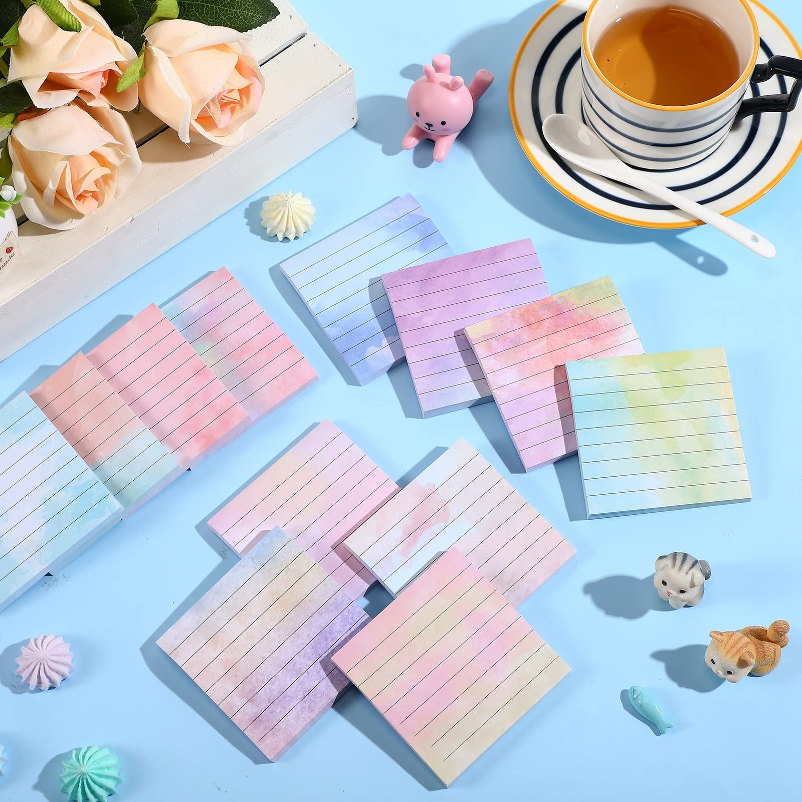 720 Pieces 12 Pads Watercolor Sticky Note Pads 3 x 3 Inch Lined Sticky Notes …