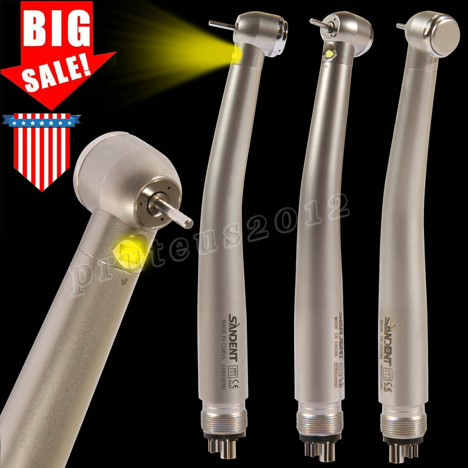 Dental Fiber Optic E-generator LED High Speed Handpiece Turbine 4 HOLE