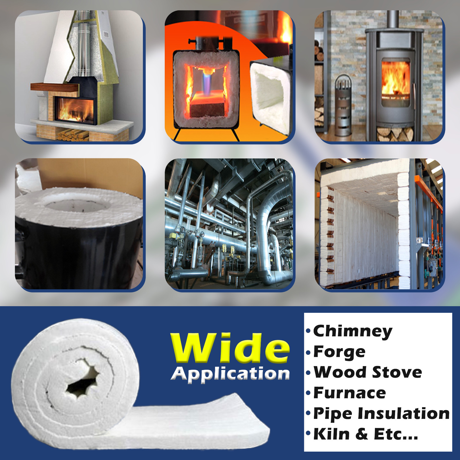 Ceramic Fiber Blanket – 1”X12”X32”, 8LB, 2400F for Wood Stove Forge Furnace etc.