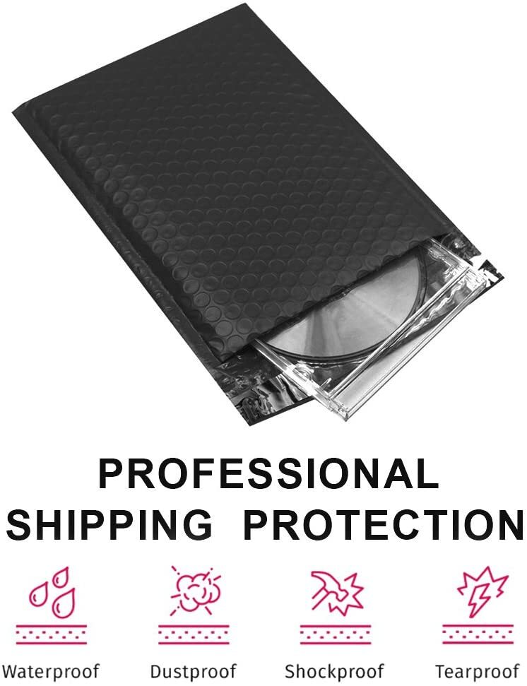 Black Poly Bubble #000 4×8 (usuable 4×7) Mailers Self Seal Padded Envelope Bag