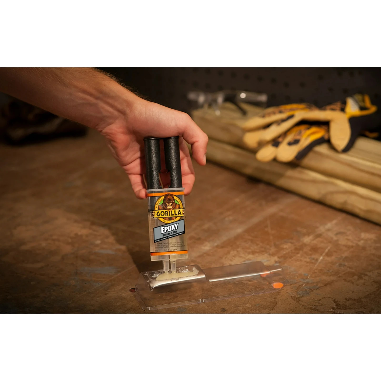 Gorilla Glue Clear Epoxy Syringe Bonds Steel, Aluminum, Wood, Ceramic, Tile, Pls