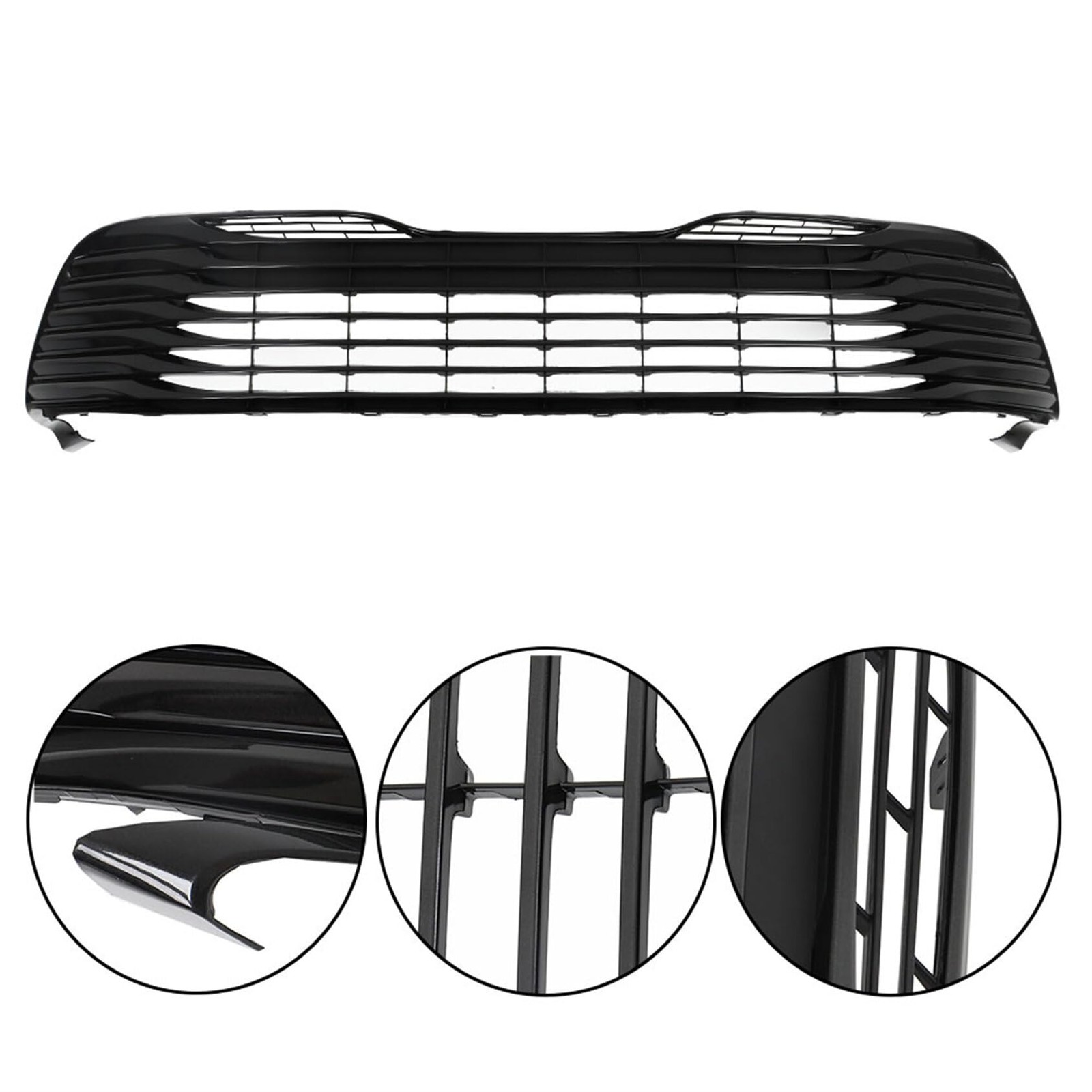 Dark Grey Front Bumper Lower Grille without Radar Holes for 18-20 Camry LE XLE