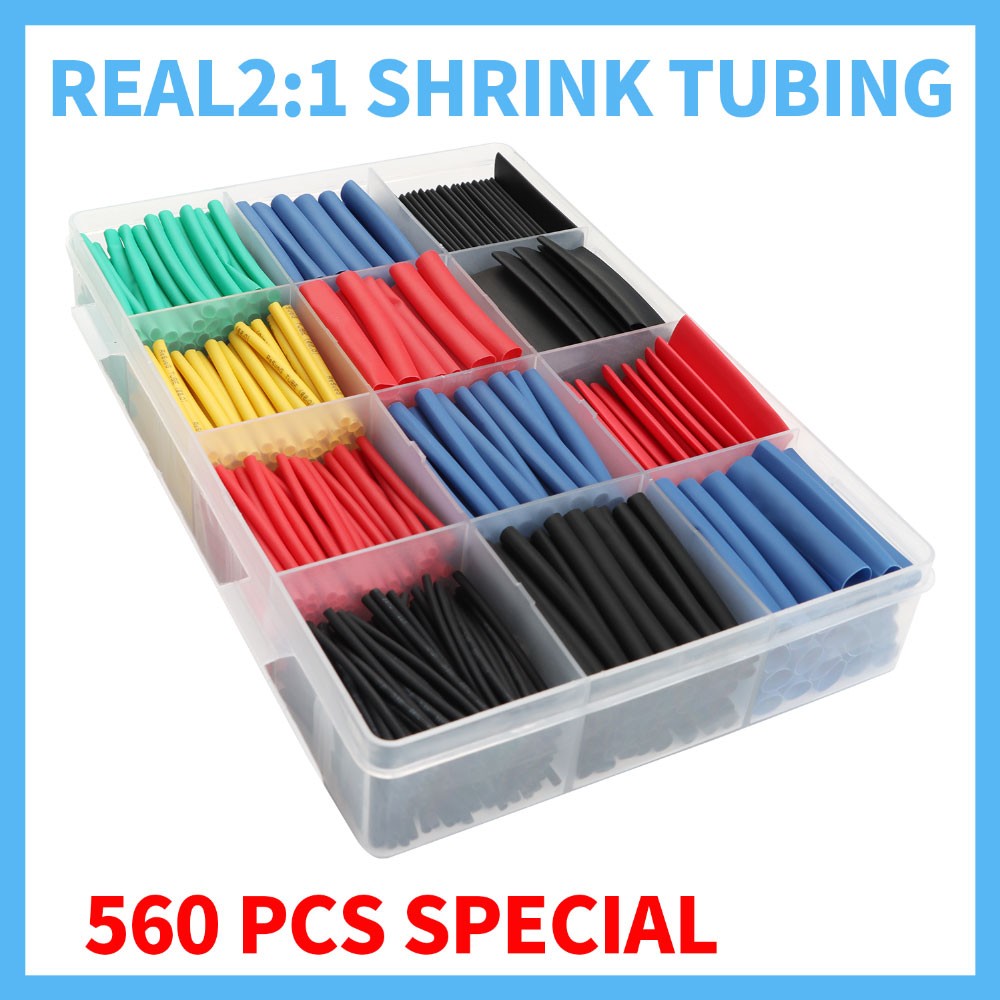 560 Pcs HEAT SHRINK Tubing Sleeve 2:1 Shrinkable Tube Wire Cable Assortment Kit
