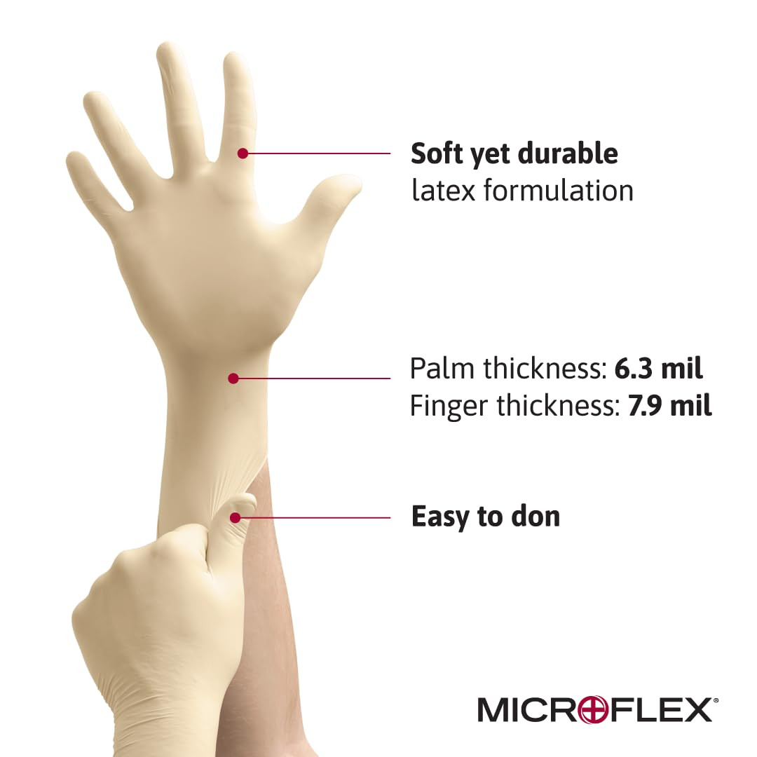 MICROFLEX Diamond Grip MF-300 Disposable Latex Gloves for Automotive, Healthcare