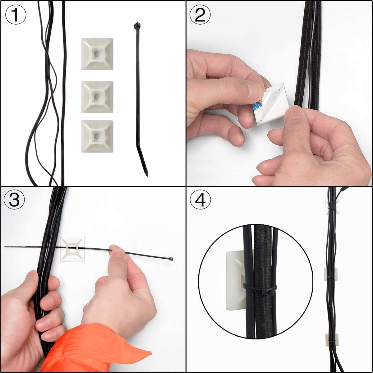 100PCS Metal Zip Ties Stainless Steel Heavy Duty Self-Locking Cable Ties Lock US
