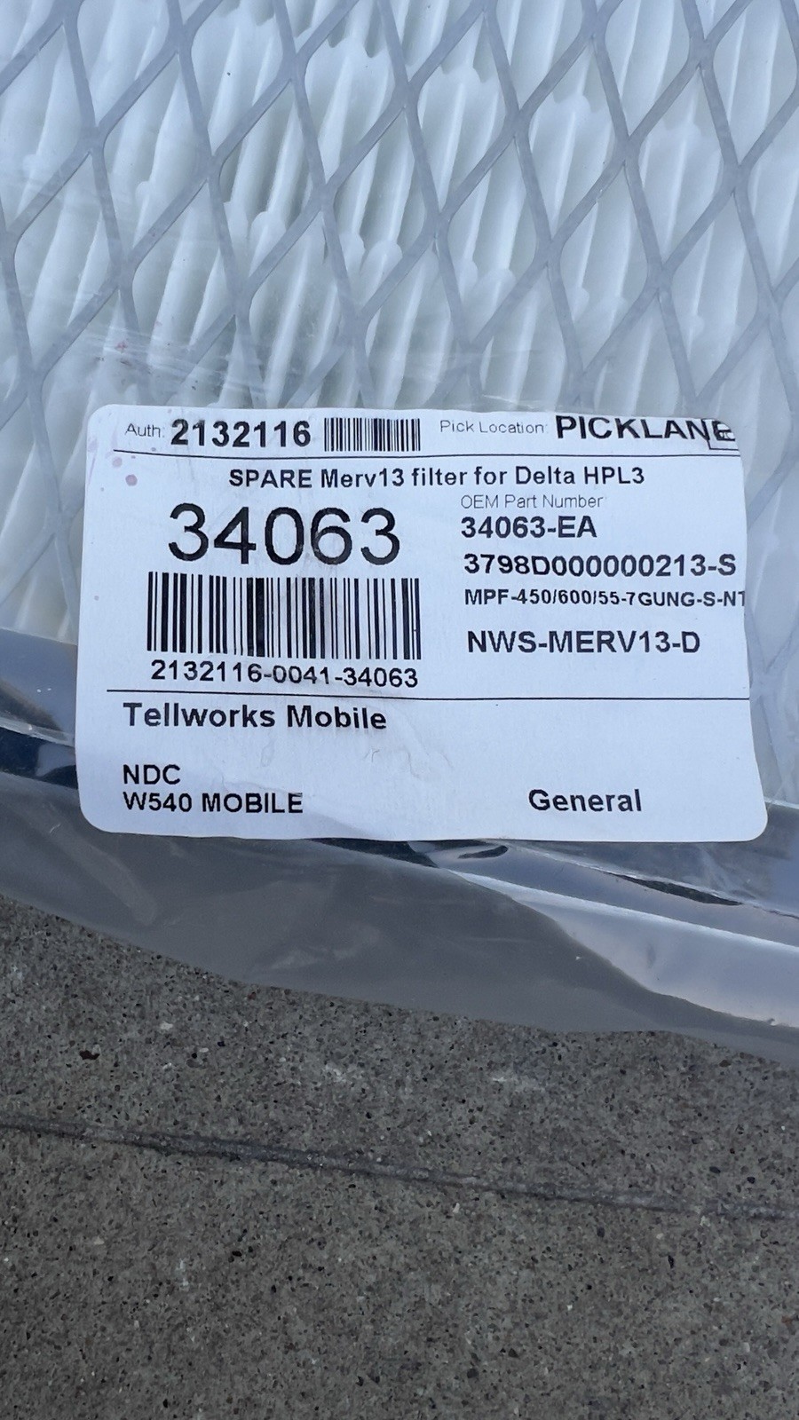 SPARE Merv13 Filter for Delta HPL3 34063-EA Air Purifier Replacement OEM New