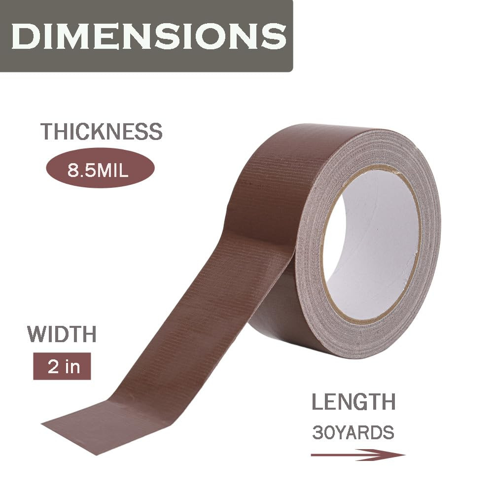 Duct Tape Dark Brown 2 Inches X 30 Yards, No Residue, Waterproof, Tear by Hand,