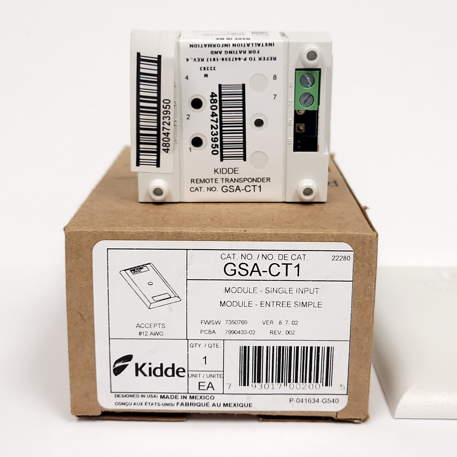 Kidde GSA-CT1 Single Input Fire Module, Analog Addressable UL/ULC Listed