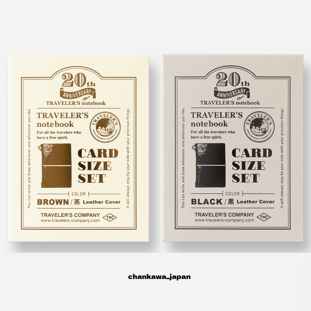 Traveler’s Notebook Card Size 20th Anniversary Set Leather Brown Black Japan NEW