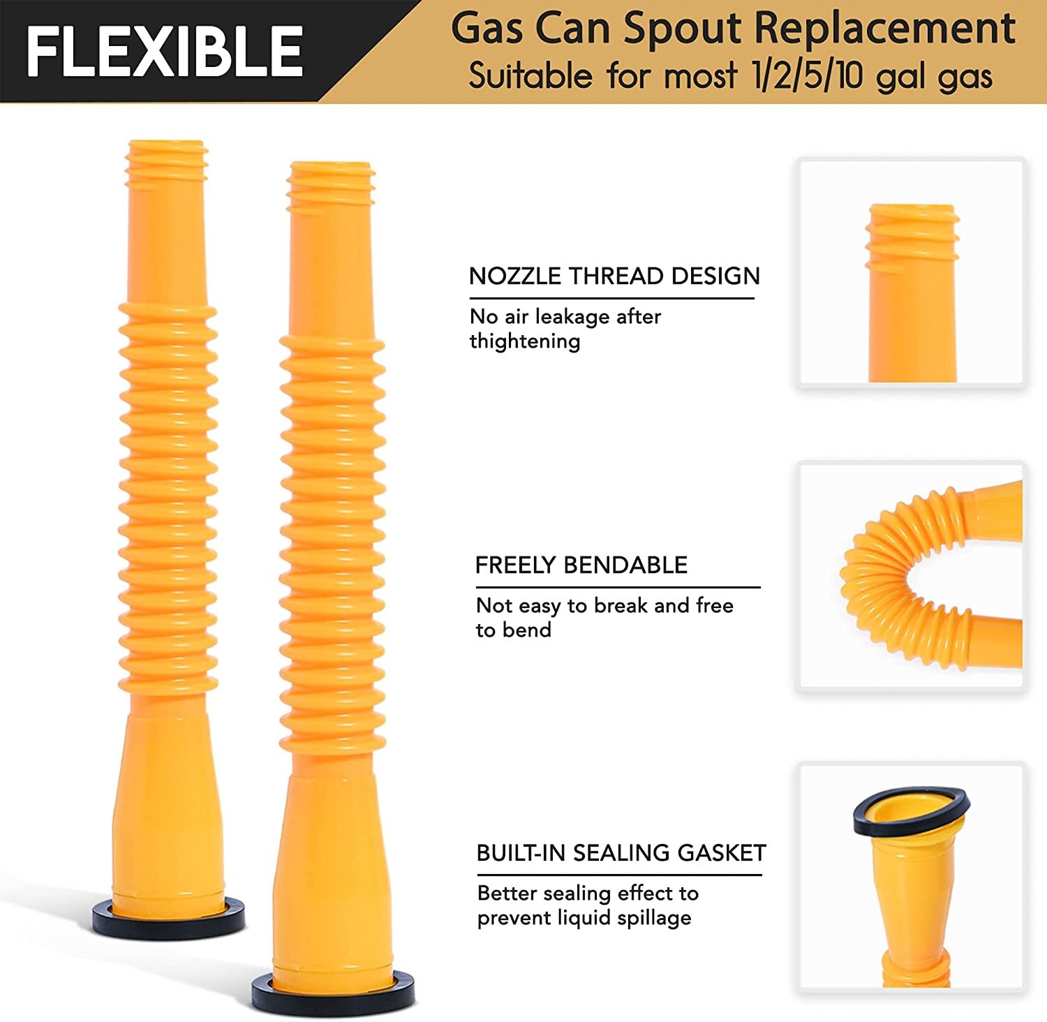 2pack Replacement Gas Can Spout Nozzle Vent Kit for Plastic Gas Cans Caps