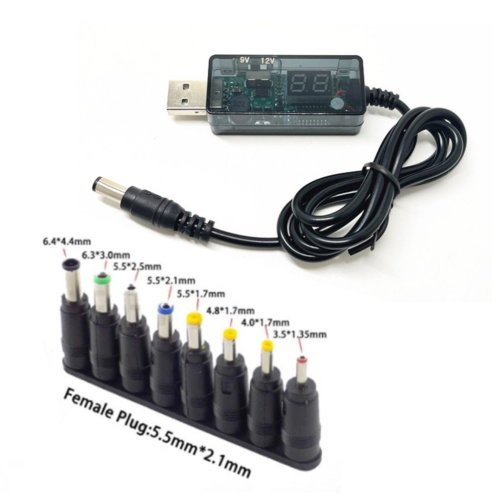 5V USB to DC 9V 12V Step-Up Converter Boost Cable Power Supply for Router+8 Plug