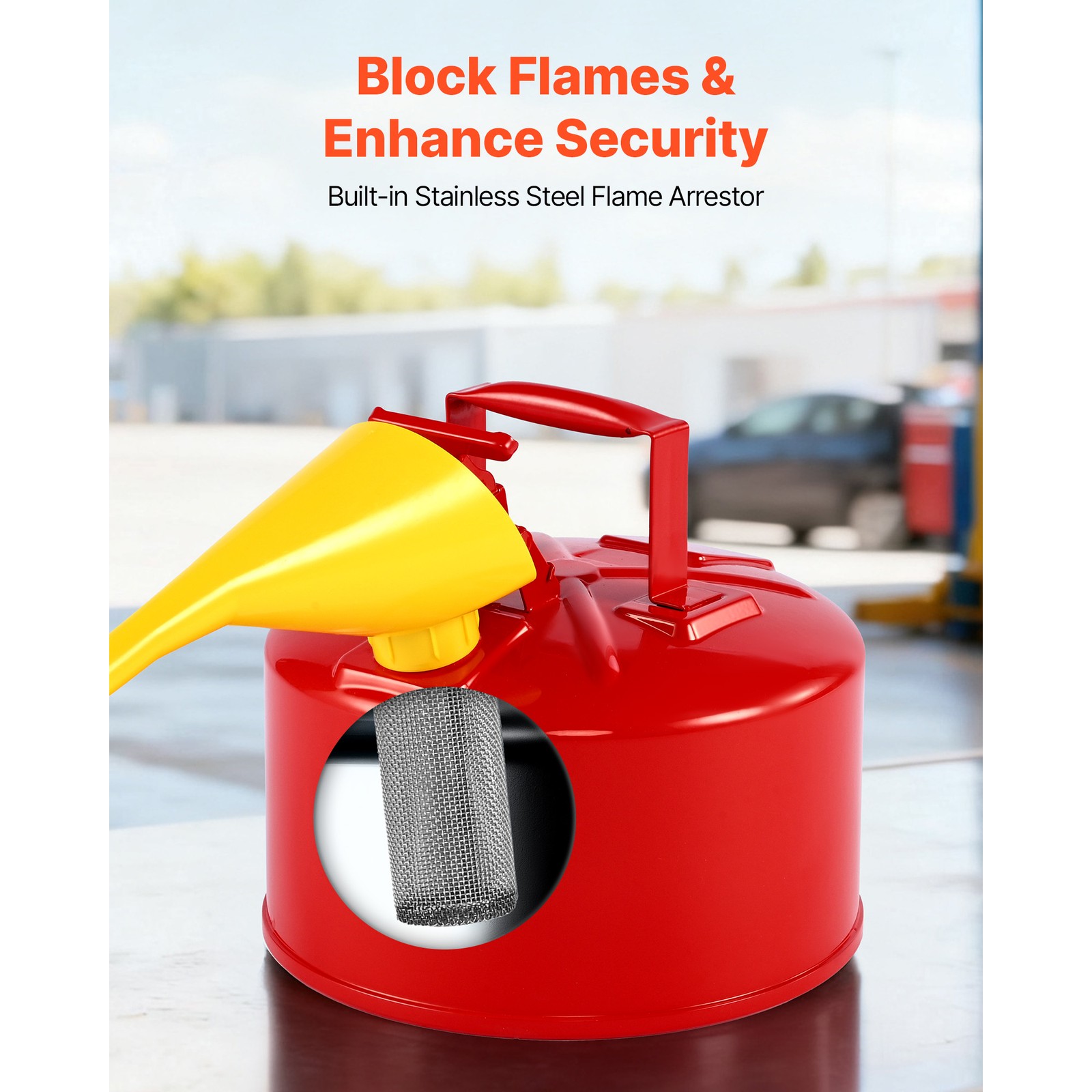 Uimoso 2.5 Gallon Red Safety Gas Can with Flame Arrester and Funnel