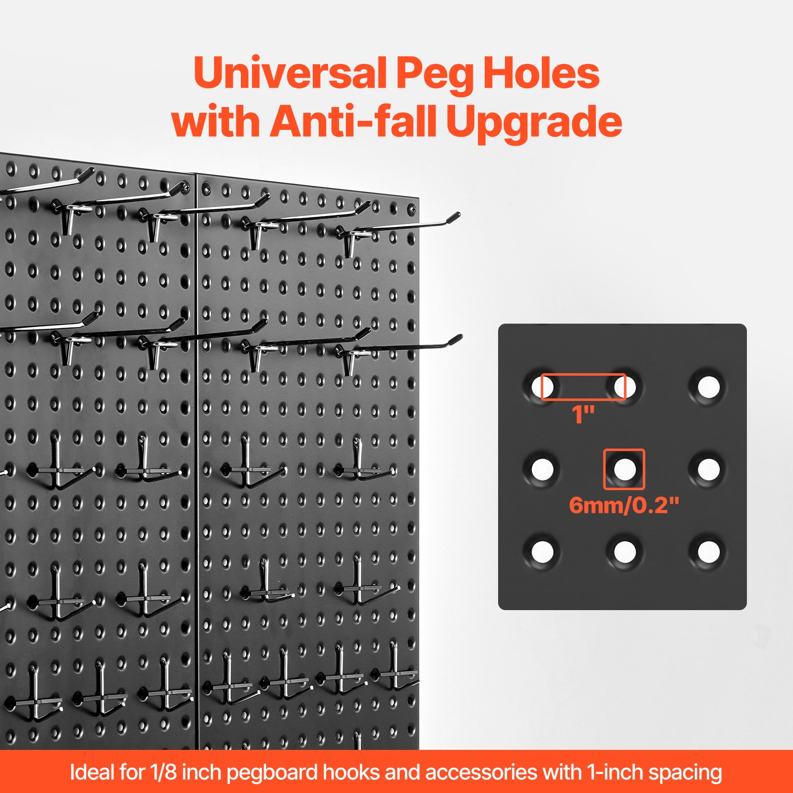 VEVOR Metal Pegboard Panels 2Pcs 24″ x 12″Wall Organizer for Garage Tool Storage