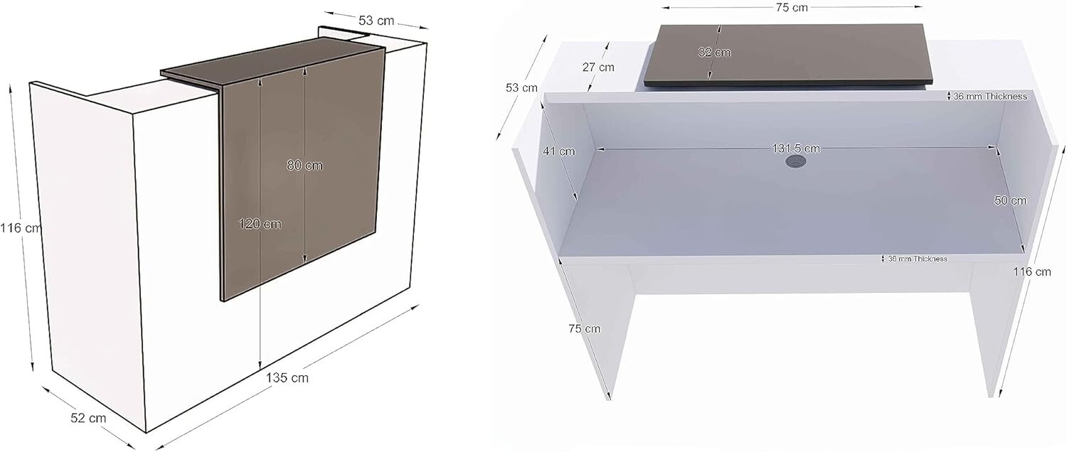 53″ Modern Reception Desk, Transaction Counter Top Laminate Standing Front Table