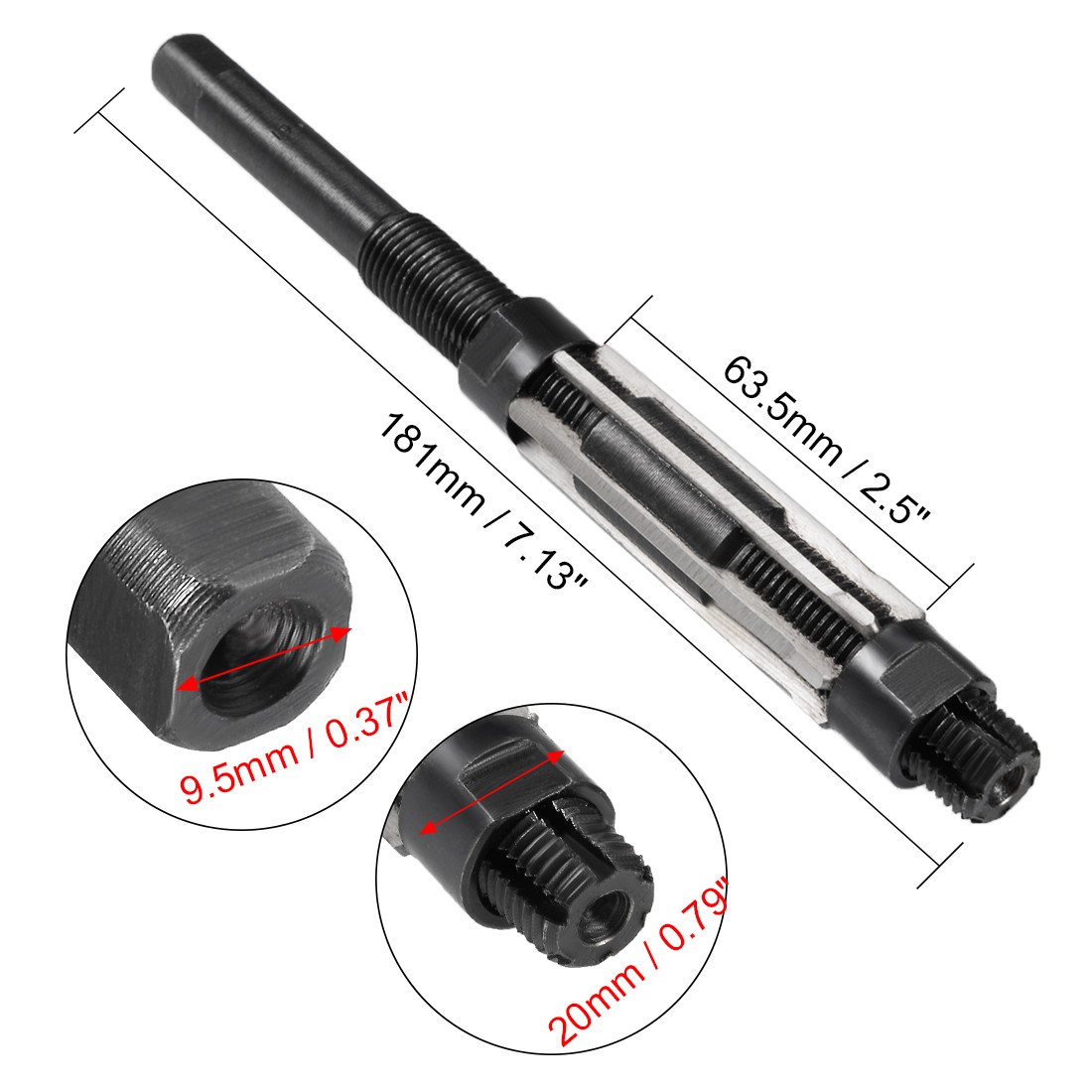 19-21mm HSS Adjustable Hand Reamer H8 6 Straight Flute Milling Cutter Tool
