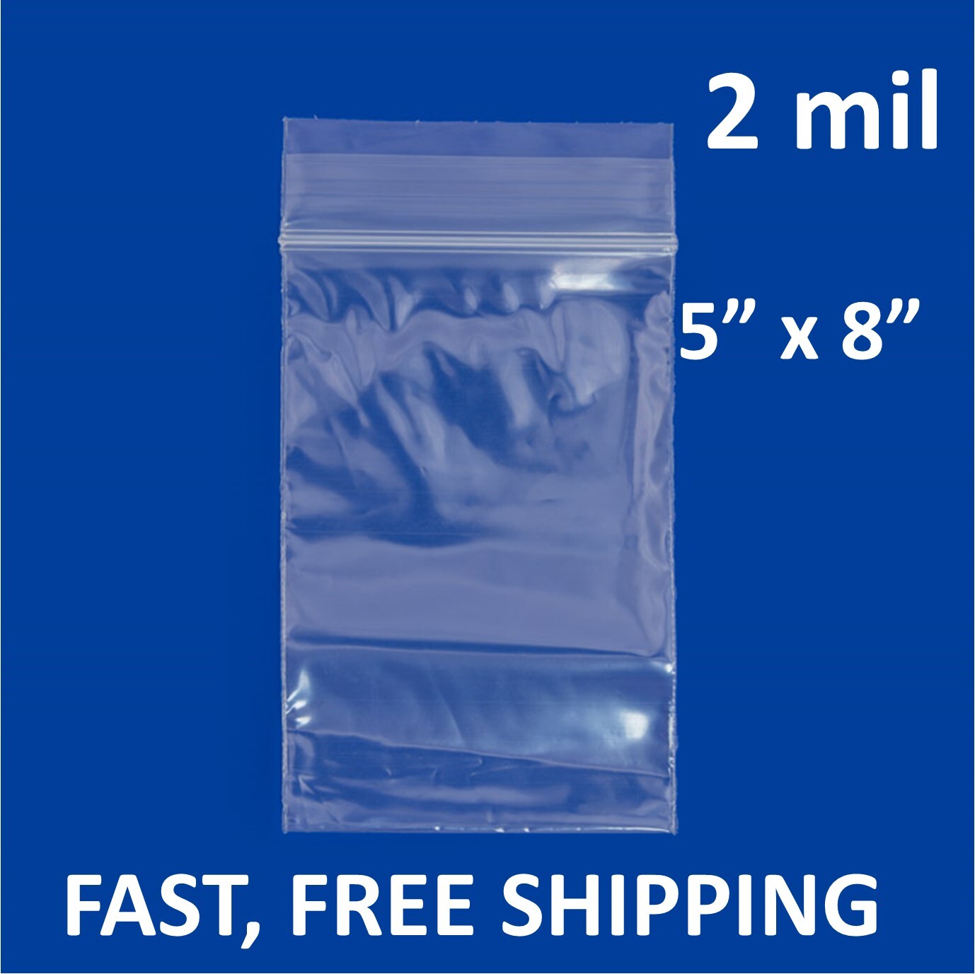 5″x8″ CLEAR 2 MIL ZIP SEAL BAGS POLY PLASTIC RECLOSABLE LOCK SMALL LARGE BAGGIES