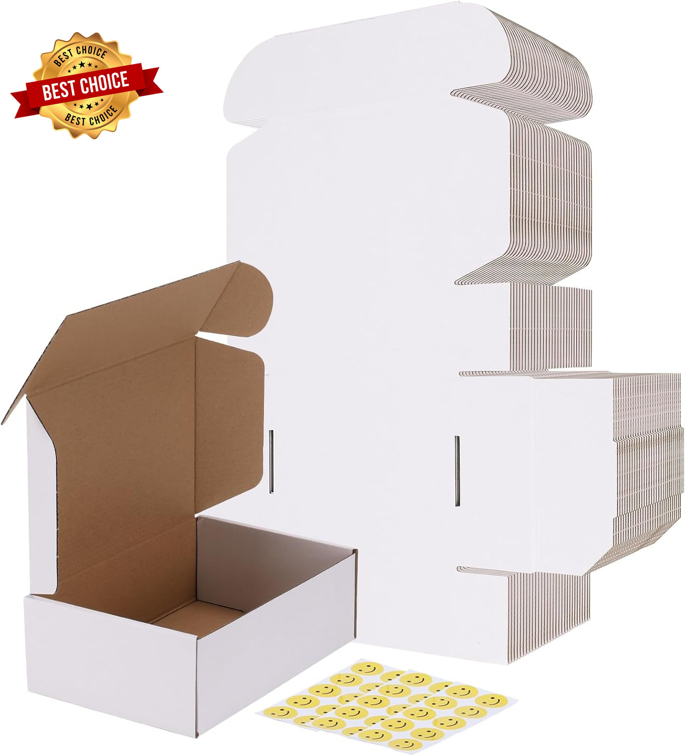9X6X2 Shipping Boxes Set of 50, White Small Corrugated Cardboard Box, Mailer Box