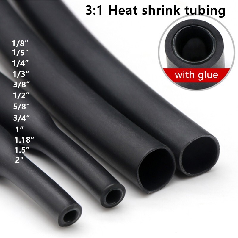 Heat Shrink Tubing Dual Wall Marine 3:1 Adhesive Glue Tube Waterproof BLACK