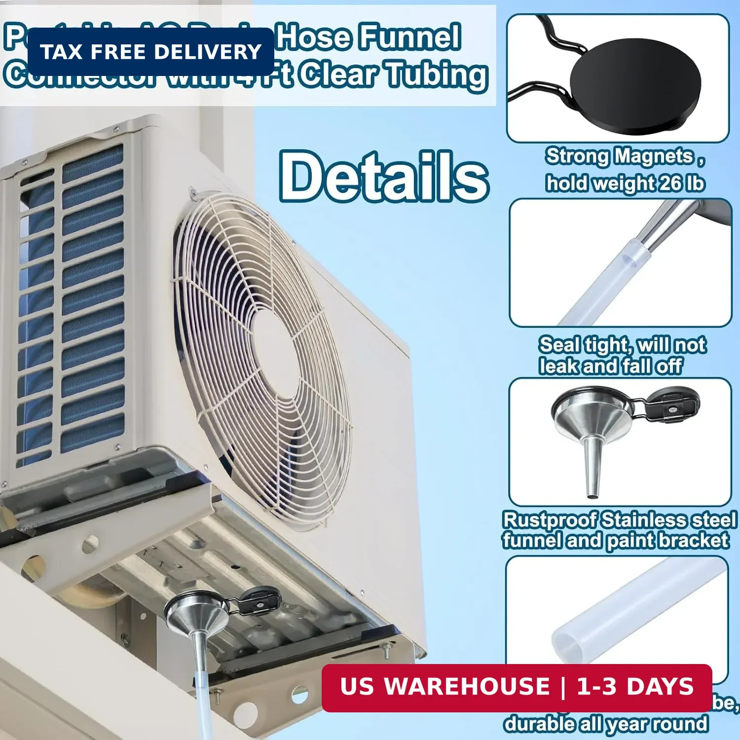 4Ft Magnetic Window Air Conditioner Drain Kit Universal Portable Air Conditioner
