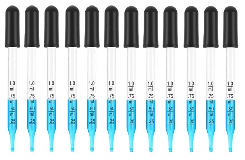Medicine Art Essential Oils Eye Dropper Graduated 4″ Straight Tip 1ml (12 Pack)
