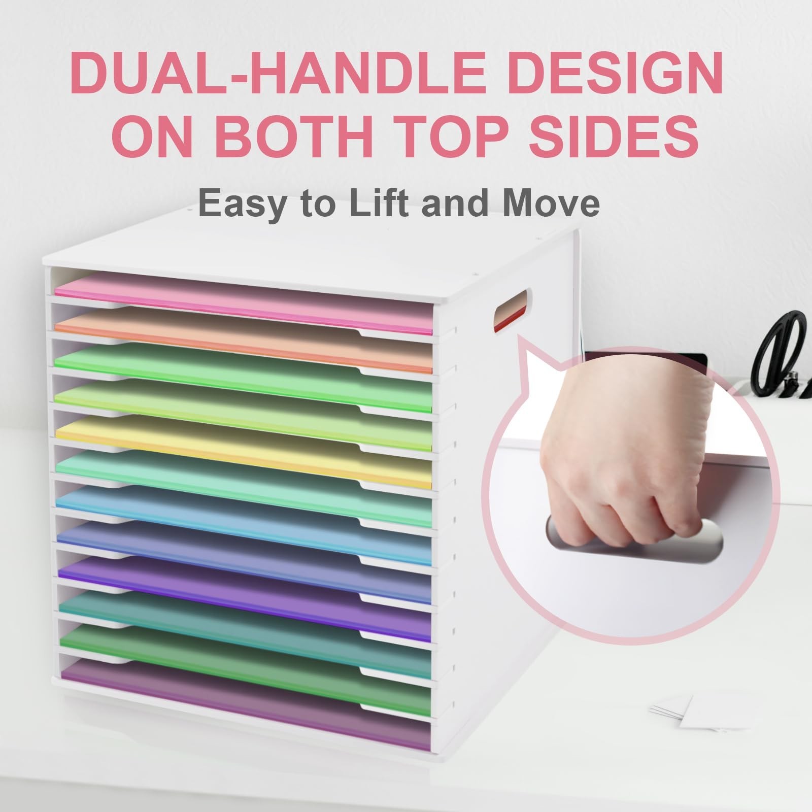 SONGWAY 12×12 Paper Storage Organizer – 13 Tier Desk File Organizer with Adju…