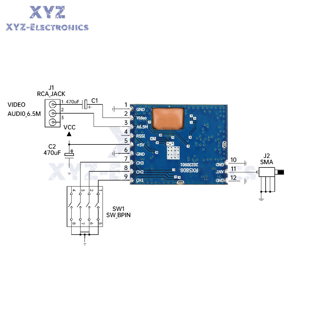 5.8G 5725~5865MHz Receiver Module RX5808 Wireless Audio Video Receiver Module