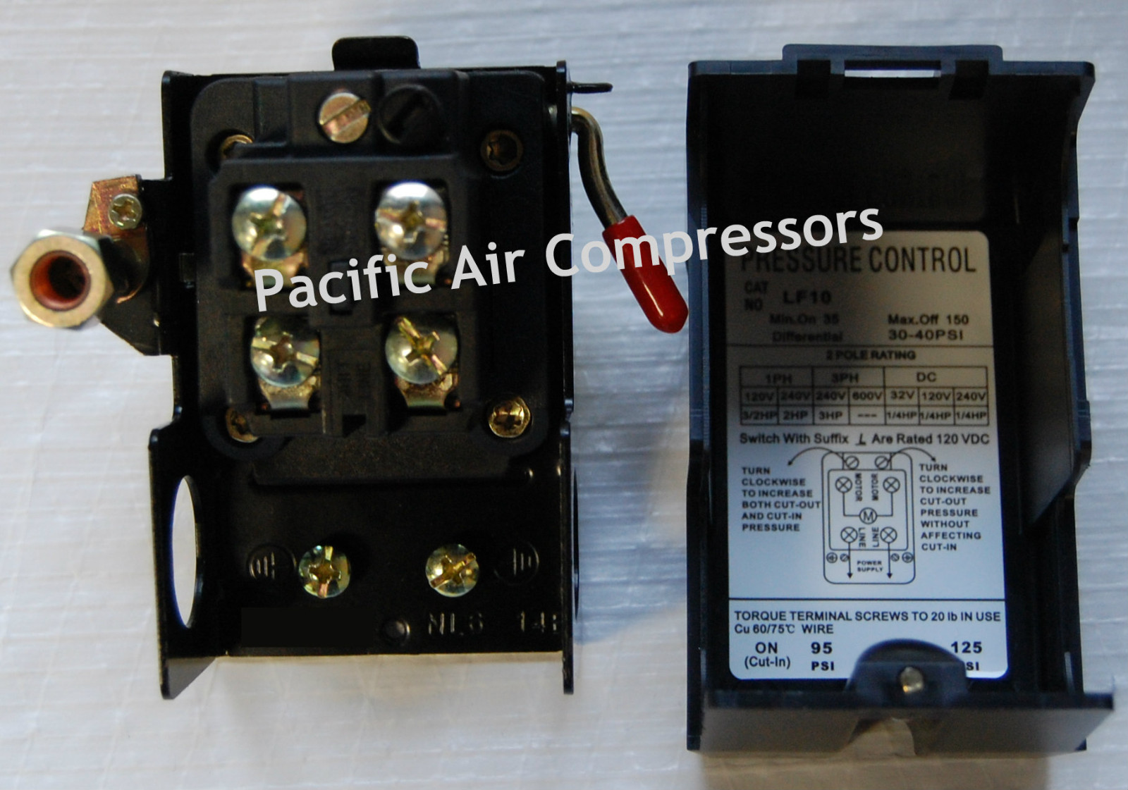 FURNAS REPLACEMENT PRESSURE SWITCH. SINGLE PORT. 95-125 PSI