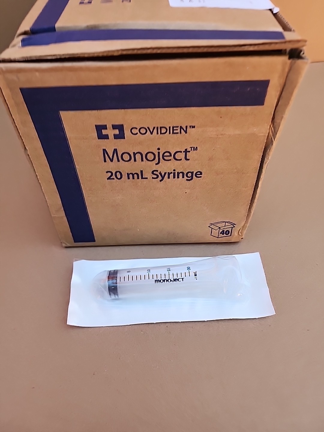 Covidien Monoject 20ml Syringe Only, Luer-Lock Tip, 40/Box, Ref#1182000777, New!