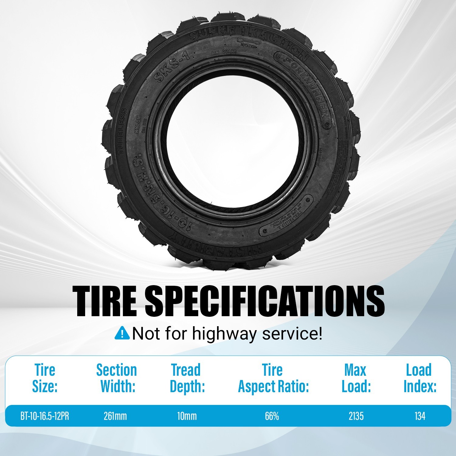 Set 4 10×16.5 Skid Steer Loader Tire 12 Ply 10-16.5 Heavy Duty for Bobcat