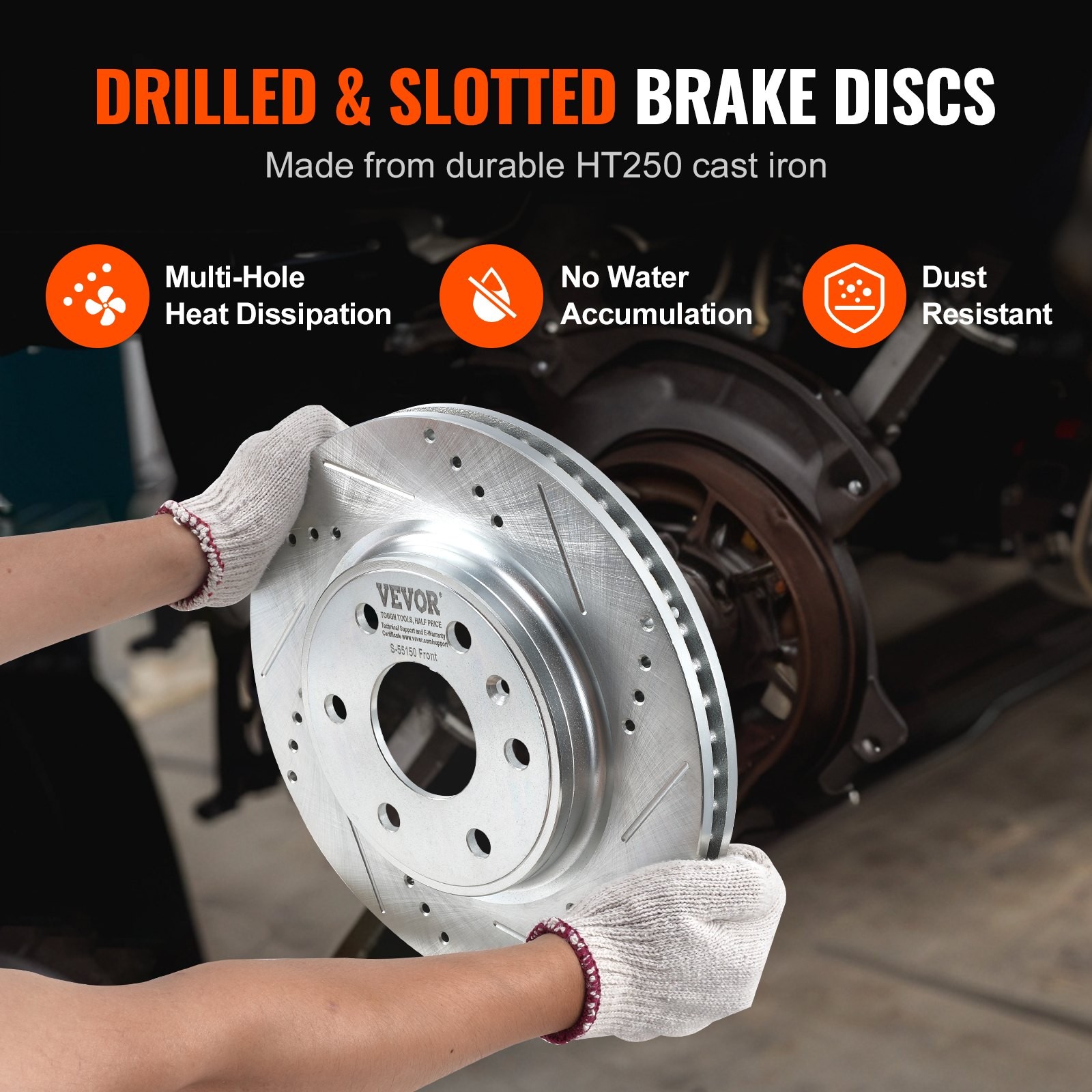 Front Brake Kit Compatible with 2007-2017 Chevy Traverse, Buick Enclave, GMC Aca