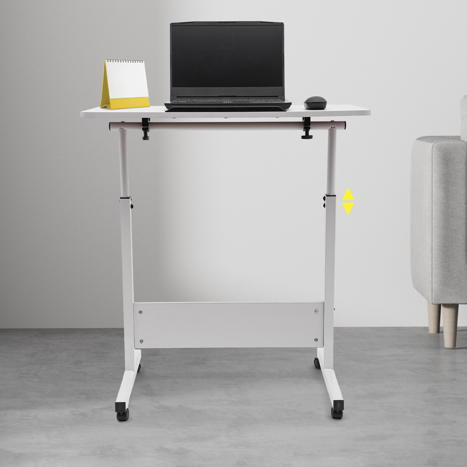 Adjustable Height Office Rolling Laptop Table Stand Bed Side Computer Desk Stand