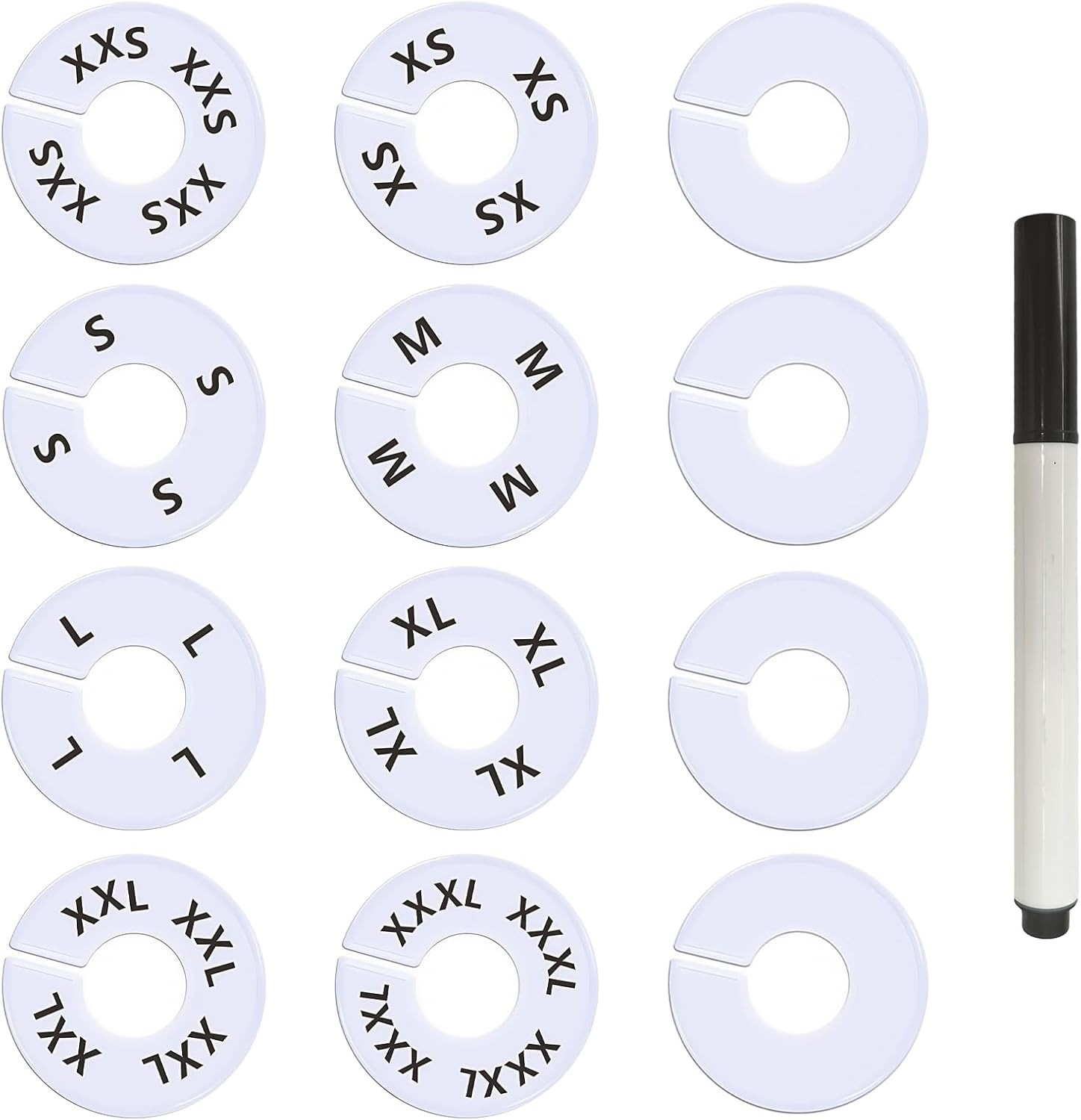 13 Pcs Clothing Rack Size Dividers Round White Plastic Size Markers for Clothing
