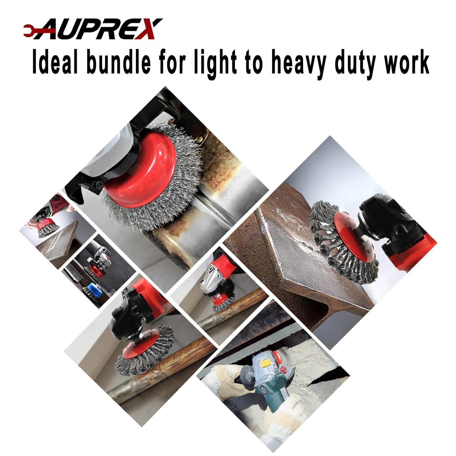 AUPREX 4 Pack Wire Wheel & Cup Brush Set for 4 1/2 Angle Grinder, 5/8″-11 Thread