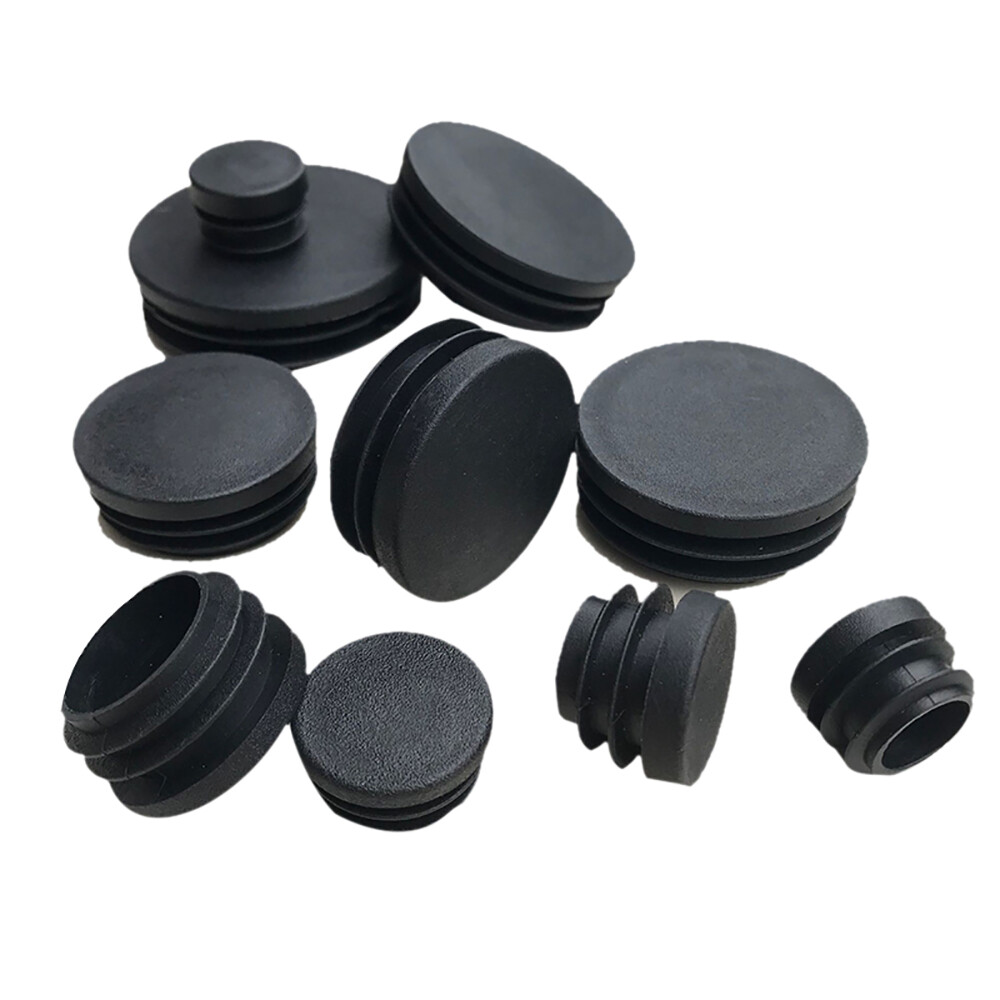 Black Round Plastic Blanking End Cap Caps Tube Pipe Inserts Plug Bung Steel Leg
