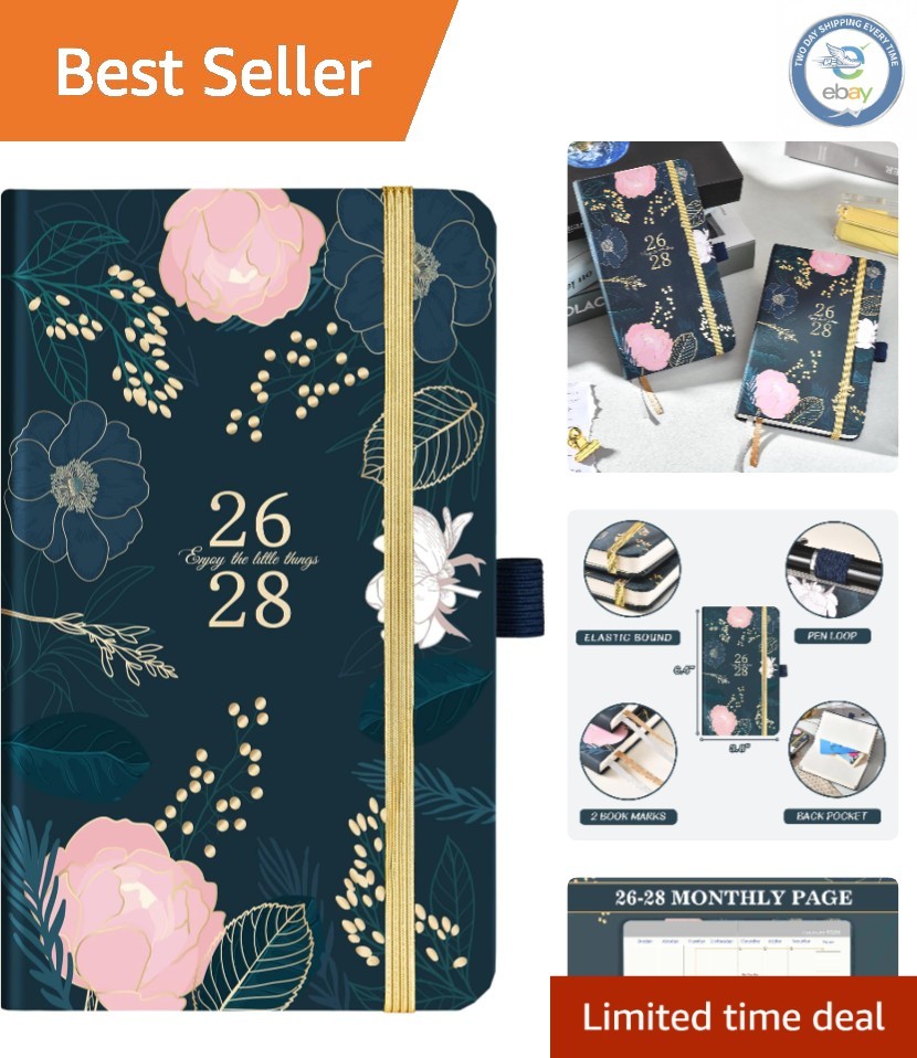 Stylish 2026-2028 Pocket Planner: Flexible 3- Monthly Planner, 6.3″ x 3.8″