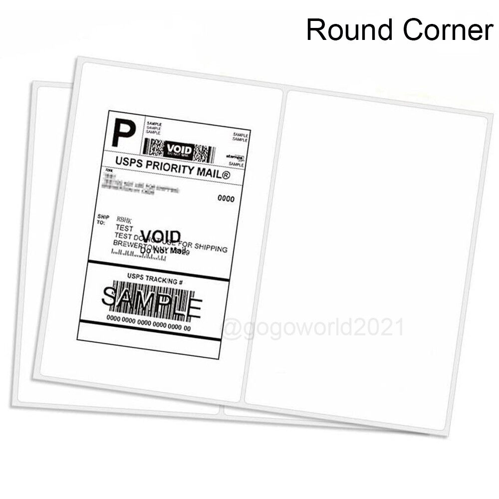 8.5×5.5 Shipping Labels Rounded Corner Self Adhesive 2 Per Sheet 200-5000 Labels