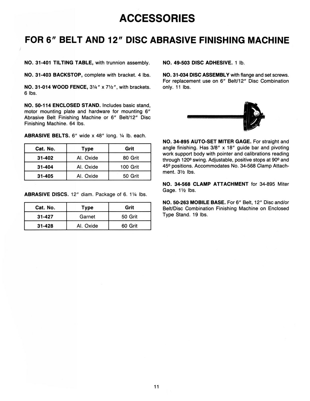 Delta 6″ Belt 12″ Disc Sander Model 31-730 Instruction & Parts List Manual #1591